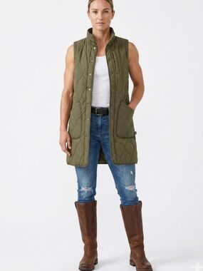 Duluth Sutter’s Mill Quilted Olive Vest Women’s Size Small